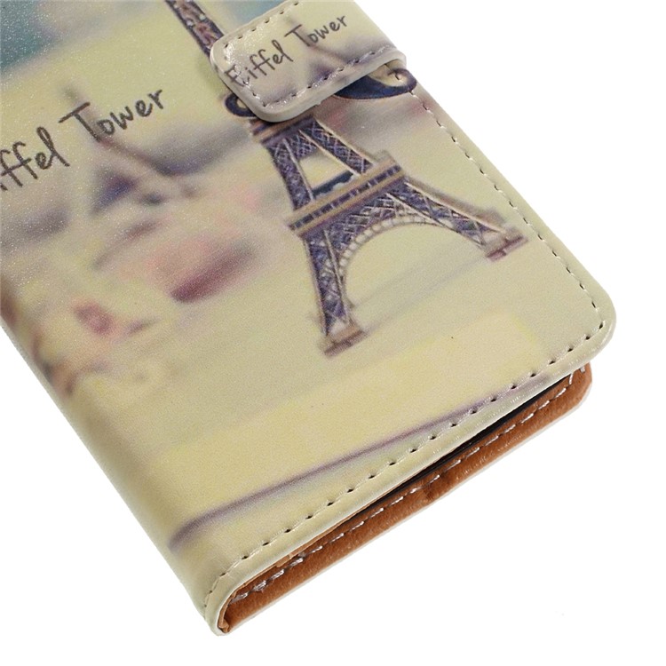 Pattern Printing Wallet Leather Case for Lenovo A2010 - Eiffel Tower and Mustache-7