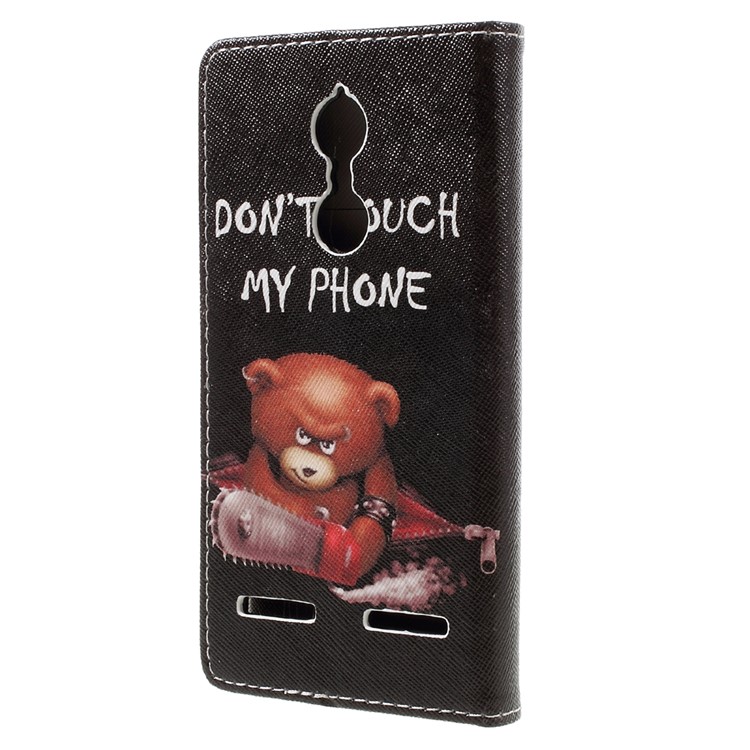 Patterned Leather Wallet Phone Case for Lenovo K6 - Do Not Touch My Phone-2