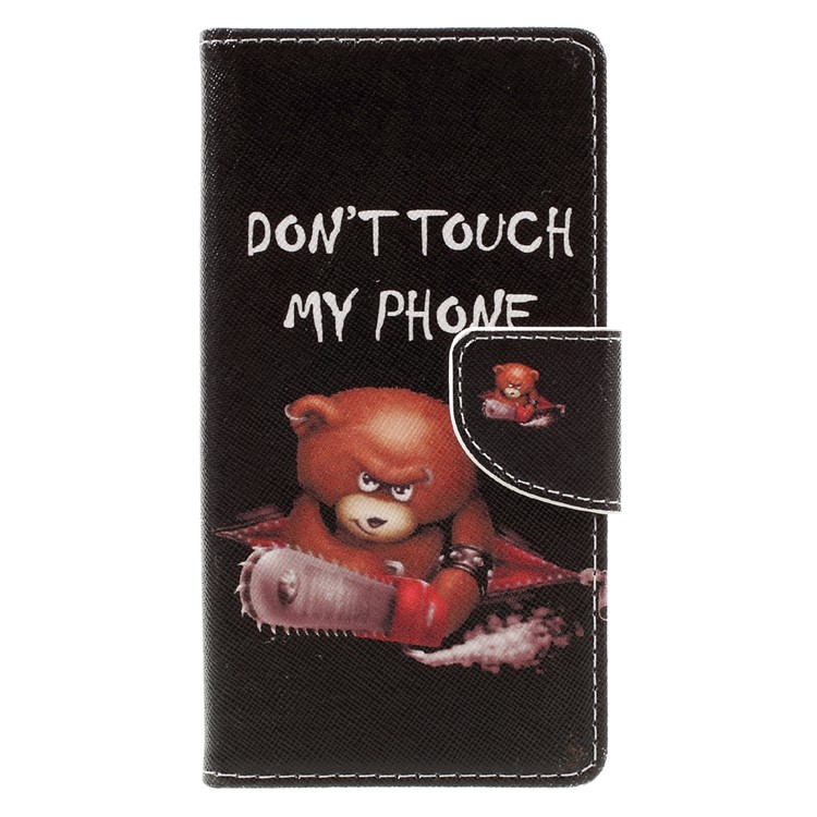 Patterned Leather Wallet Phone Case for Lenovo K6 - Do Not Touch My Phone-3