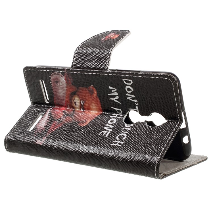 Patterned Leather Wallet Phone Case for Lenovo K6 - Do Not Touch My Phone-5