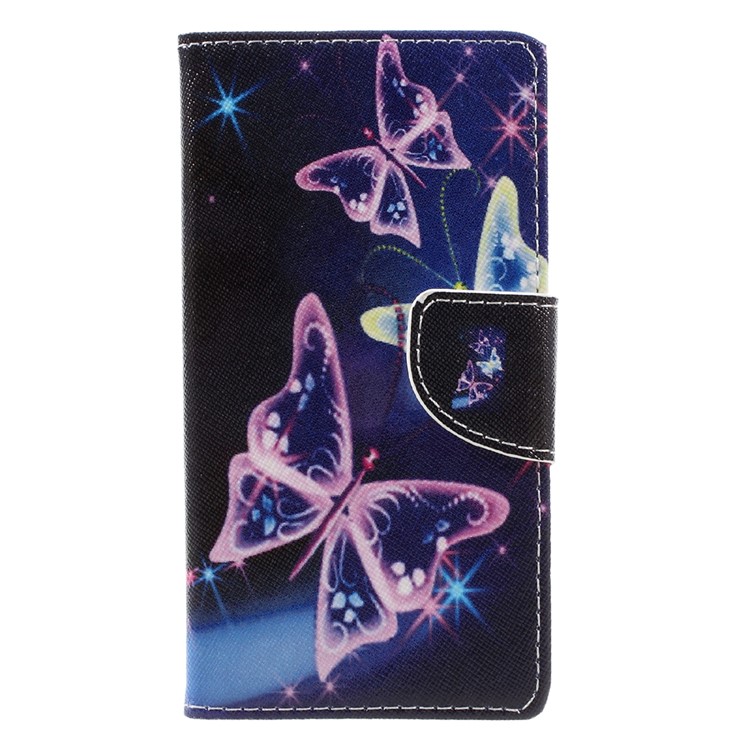 Patterned Leather Wallet Cell Phone Cover Casing for Lenovo K6 - Dazzling Butterflies-1