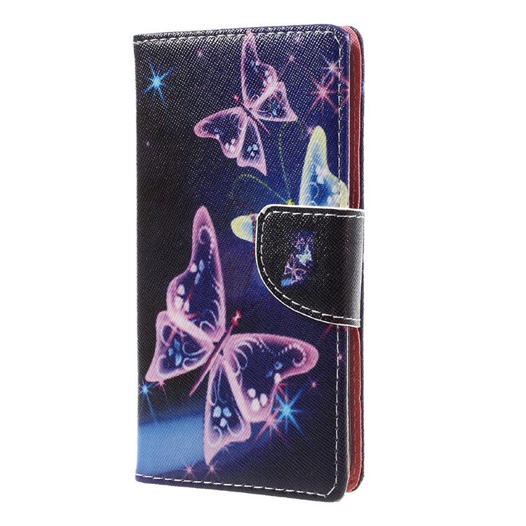 Patterned Leather Wallet Cell Phone Cover Casing for Lenovo K6 - Dazzling Butterflies-2