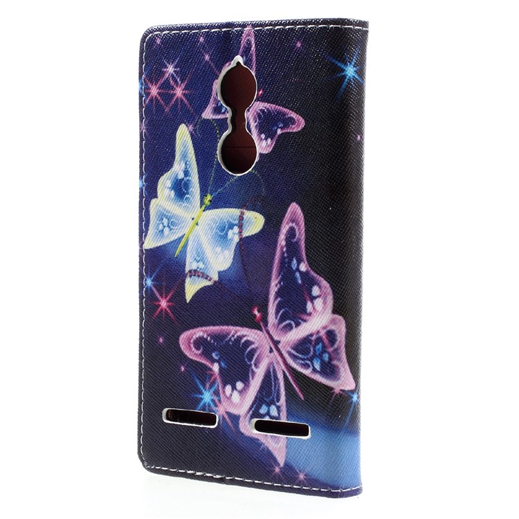 Patterned Leather Wallet Cell Phone Cover Casing for Lenovo K6 - Dazzling Butterflies-3