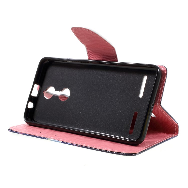 Patterned Leather Wallet Cell Phone Cover Casing for Lenovo K6 - Dazzling Butterflies-4