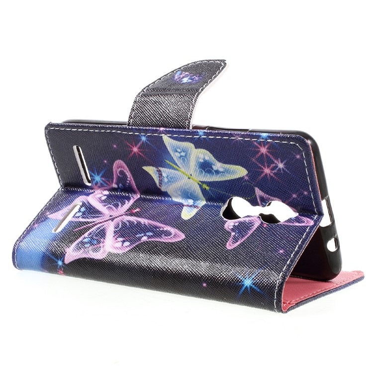 Patterned Leather Wallet Cell Phone Cover Casing for Lenovo K6 - Dazzling Butterflies-5