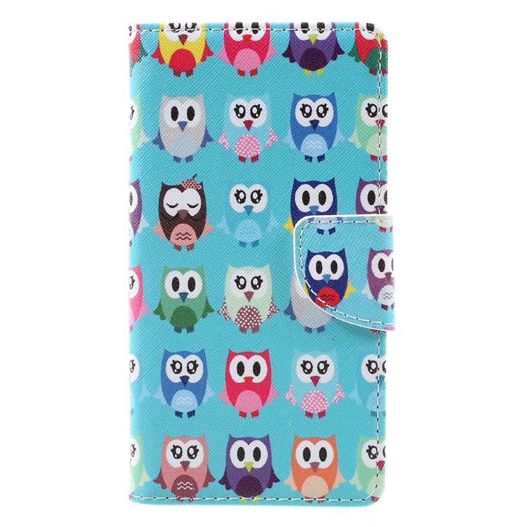 Patterned Leather Wallet Mobile Phone Stand Cover for Lenovo K6 - Owls-1