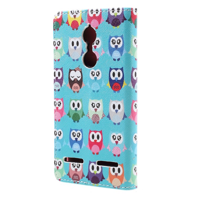 Patterned Leather Wallet Mobile Phone Stand Cover for Lenovo K6 - Owls-3