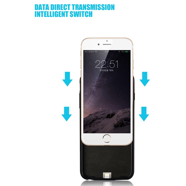 WUW 2800mAh External Backup Battery Case for iPhone 6s Plus / 6 Plus - Black-1