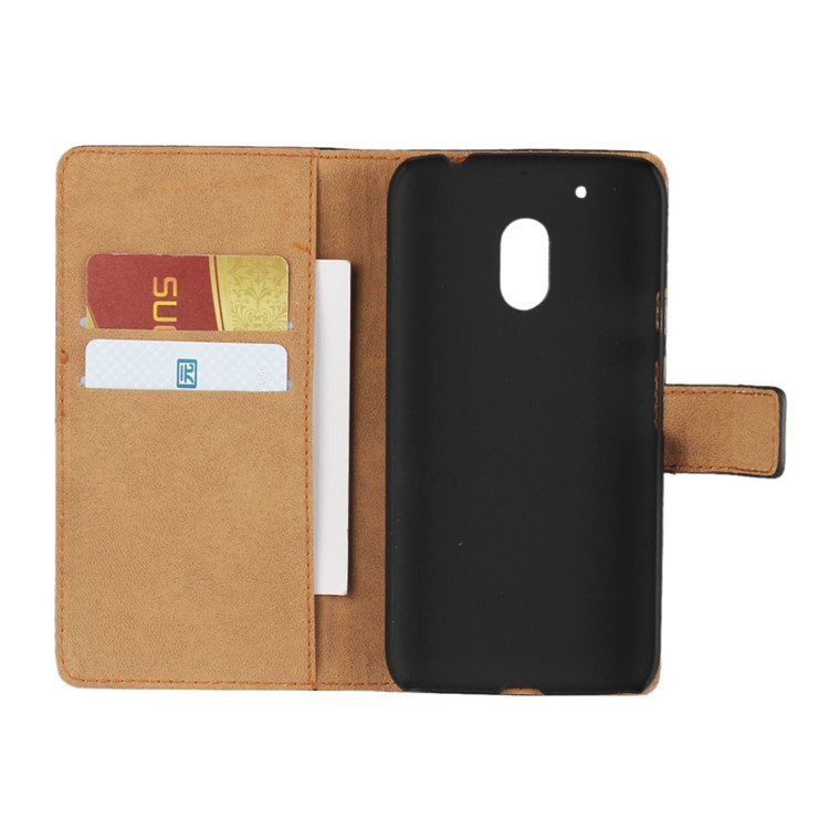 Split Leather Wallet Folio Stand Case for Motorola Moto G4 Play - Black-4