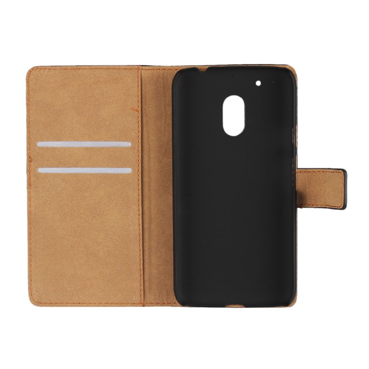 Split Leather Wallet Folio Stand Case for Motorola Moto G4 Play - Black-5