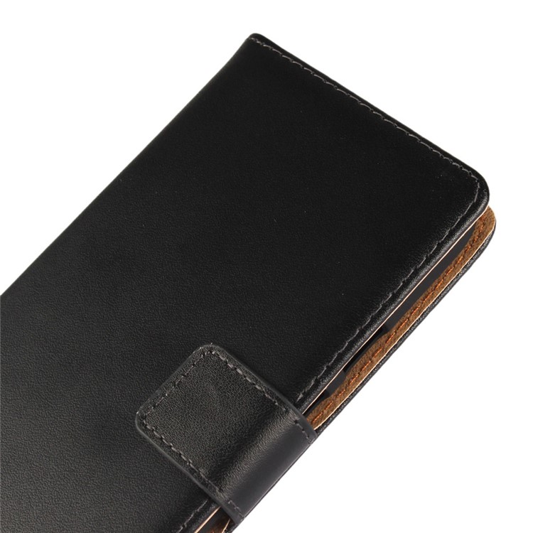 Split Leather Wallet Folio Stand Case for Motorola Moto G4 Play - Black-7