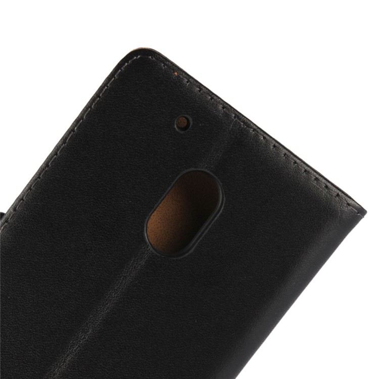 Split Leather Wallet Folio Stand Case for Motorola Moto G4 Play - Black-8