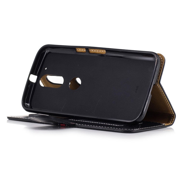 PU Leather Flip Wallet Case with Card Slots for Motorola Moto G4 / G4 Plus - Black-4