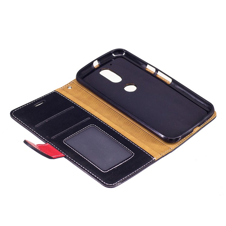 PU Leather Flip Wallet Case with Card Slots for Motorola Moto G4 / G4 Plus - Black-7