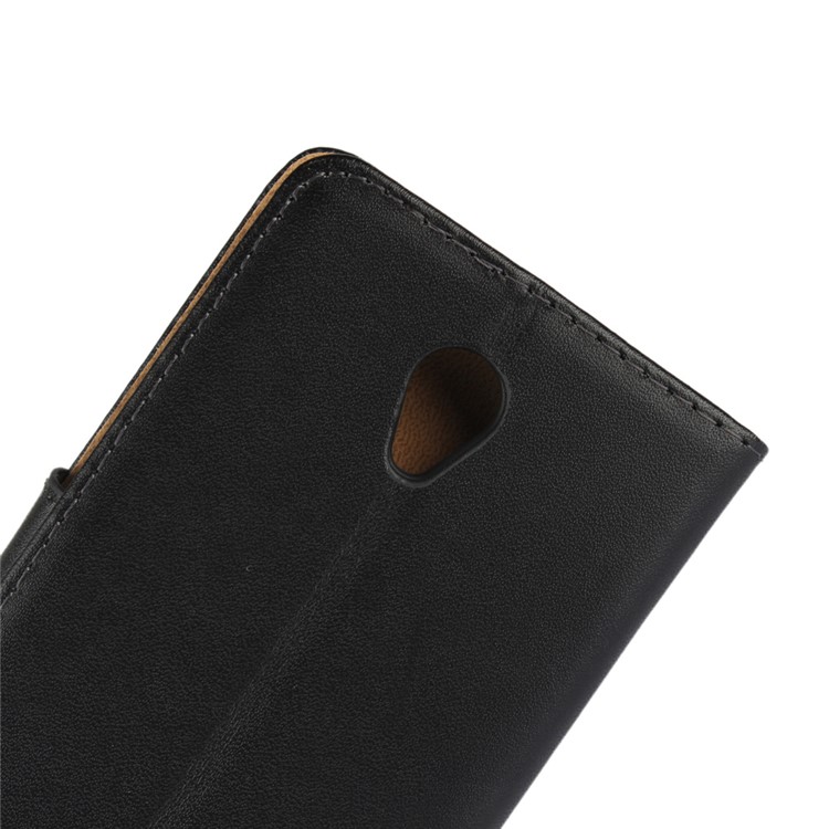 For Lenovo B Genuine Split Leather Wallet Phone Case with Stand - Black-8