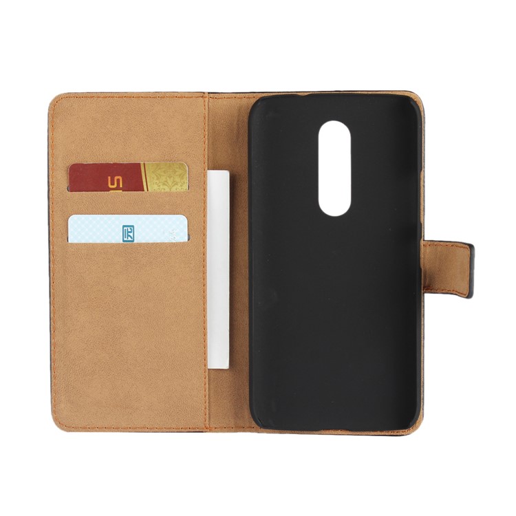 Split Leather Flip Stand Wallet Phone Case for Motorola Moto M-4