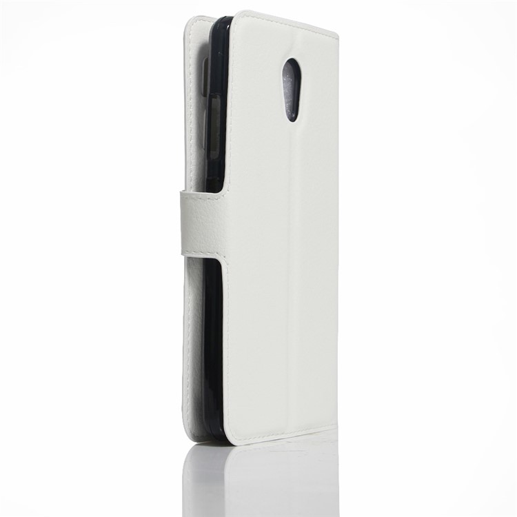 Litchi Skin Leather Wallet Mobile Cover for Lenovo P2 - White-3