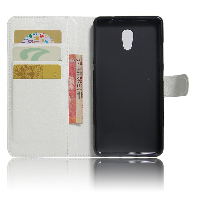 Litchi Skin Leather Wallet Mobile Cover for Lenovo P2 - White-6