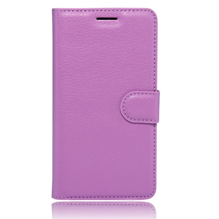 Litchi Skin Leather Stand Phone Case Accessory for Lenovo P2 - Purple-2