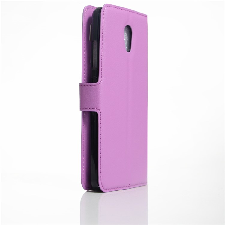 Litchi Skin Leather Stand Phone Case Accessory for Lenovo P2 - Purple-3