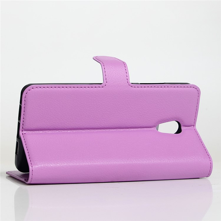 Litchi Skin Leather Stand Phone Case Accessory for Lenovo P2 - Purple-4