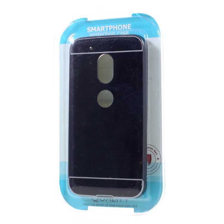 Slide-on Plating Metal Bumper + Mirror-like PC Phone Back Cover for Motorola Moto G4 Play - Black-10