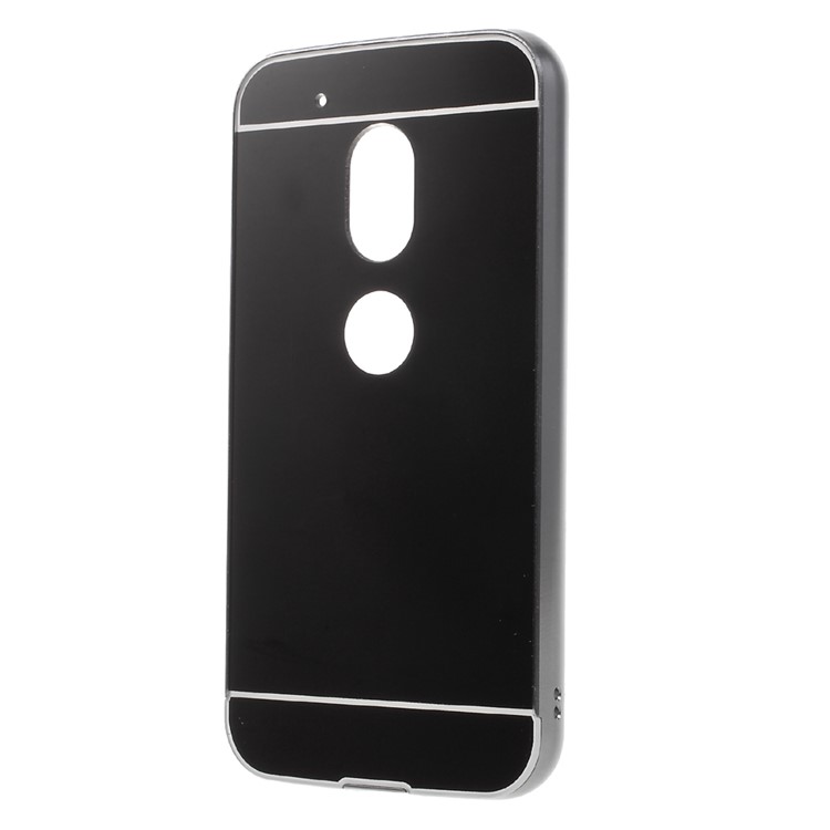 Slide-on Plating Metal Bumper + Mirror-like PC Phone Back Cover for Motorola Moto G4 Play - Black-2