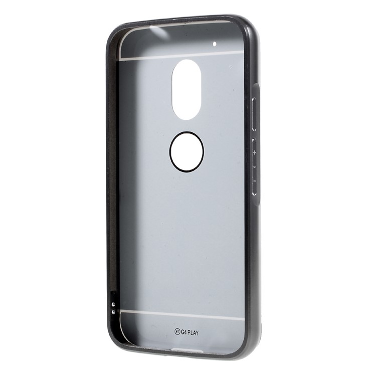Slide-on Plating Metal Bumper + Mirror-like PC Phone Back Cover for Motorola Moto G4 Play - Black-3