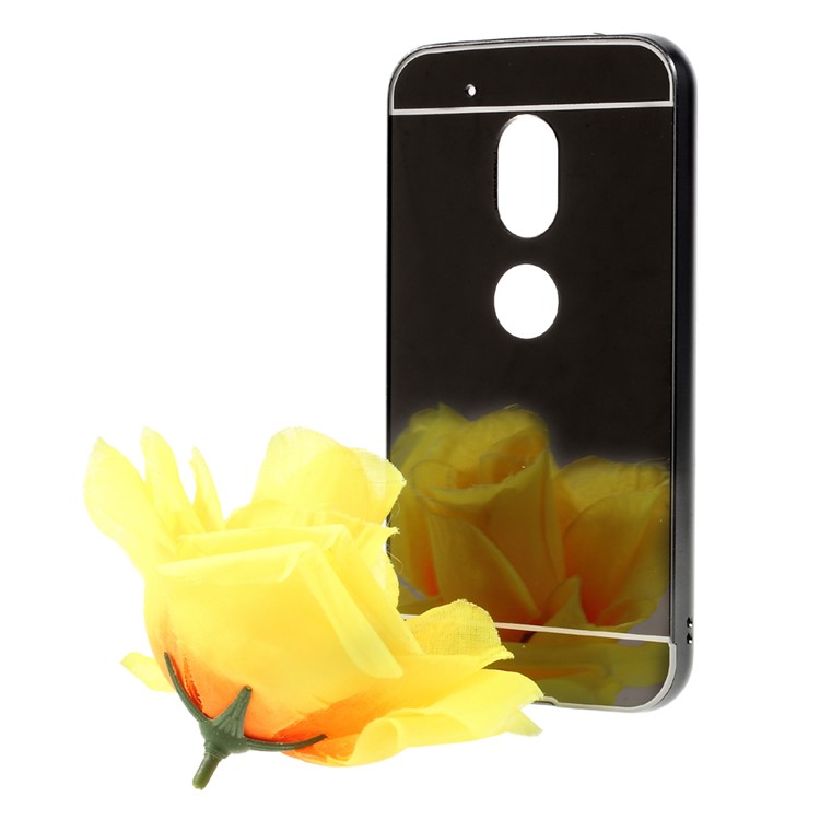 Slide-on Plating Metal Bumper + Mirror-like PC Phone Back Cover for Motorola Moto G4 Play - Black-4