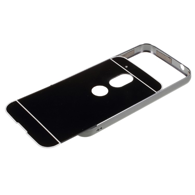 Slide-on Plating Metal Bumper + Mirror-like PC Phone Back Cover for Motorola Moto G4 Play - Black-7