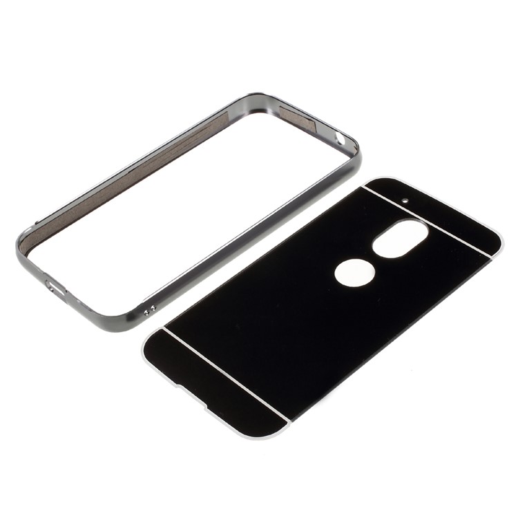 Slide-on Plating Metal Bumper + Mirror-like PC Phone Back Cover for Motorola Moto G4 Play - Black-8