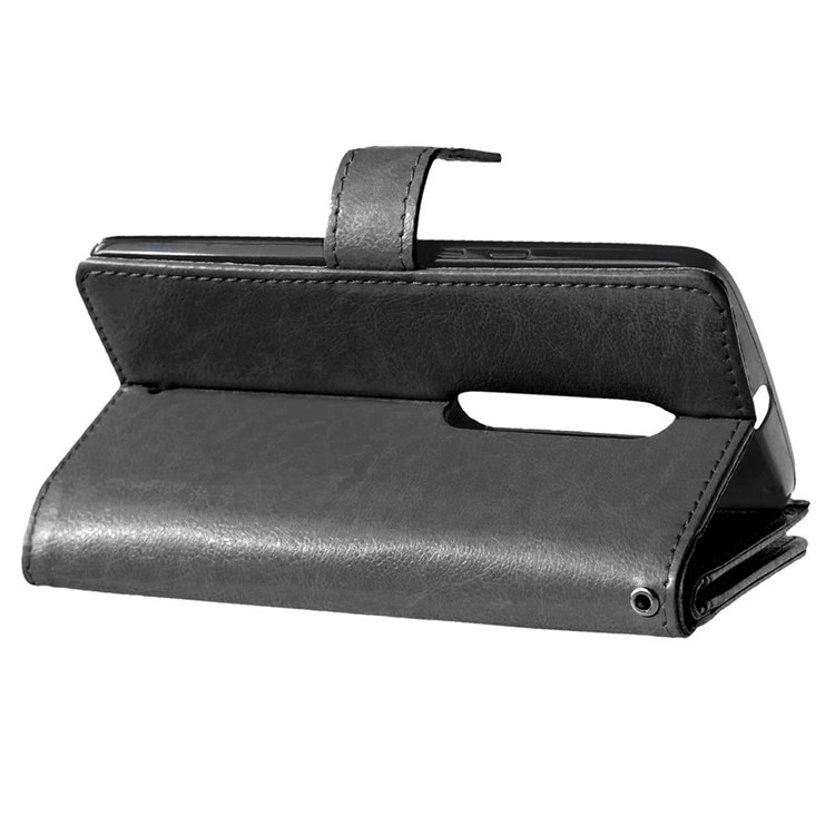 For Motorola Moto X Play Crazy Horse Leather 9 Card Slots Wallet Casing - Black-3