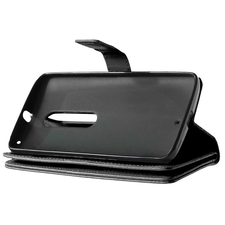 For Motorola Moto X Play Crazy Horse Leather 9 Card Slots Wallet Casing - Black-4