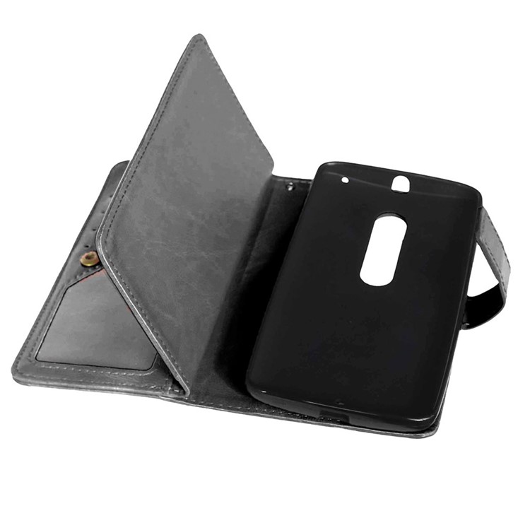 For Motorola Moto X Play Crazy Horse Leather 9 Card Slots Wallet Casing - Black-6