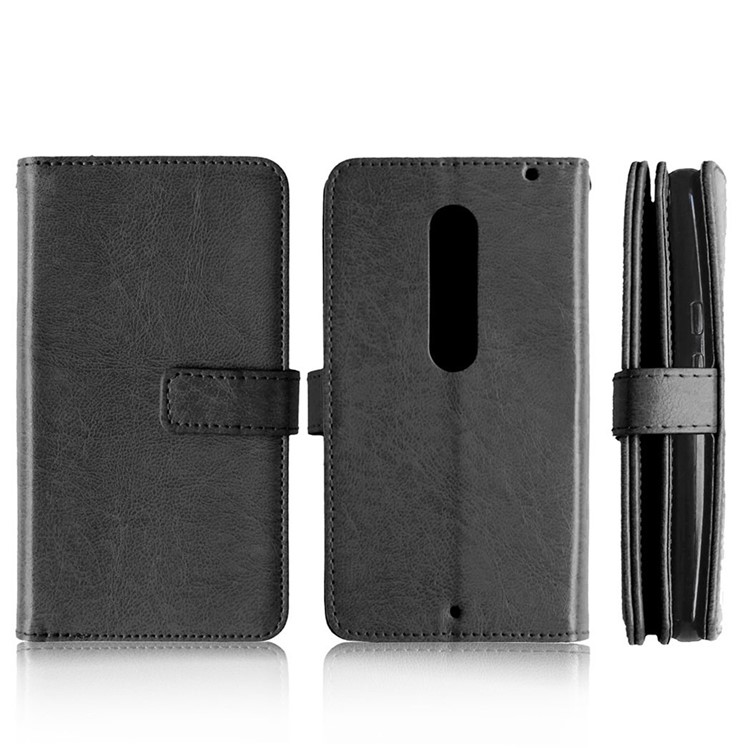 For Motorola Moto X Style Crazy Horse 9 Card Slots Wallet Leather Mobile Case - Black-2
