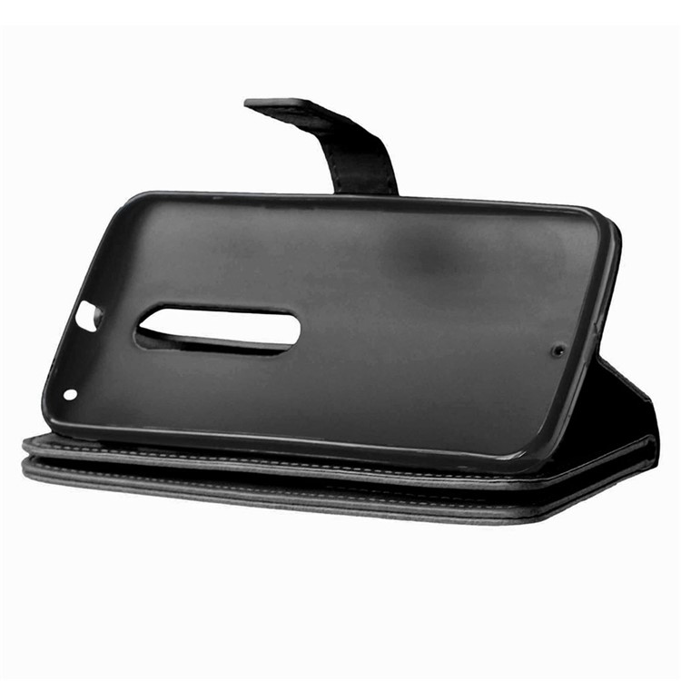 For Motorola Moto X Style Crazy Horse 9 Card Slots Wallet Leather Mobile Case - Black-4