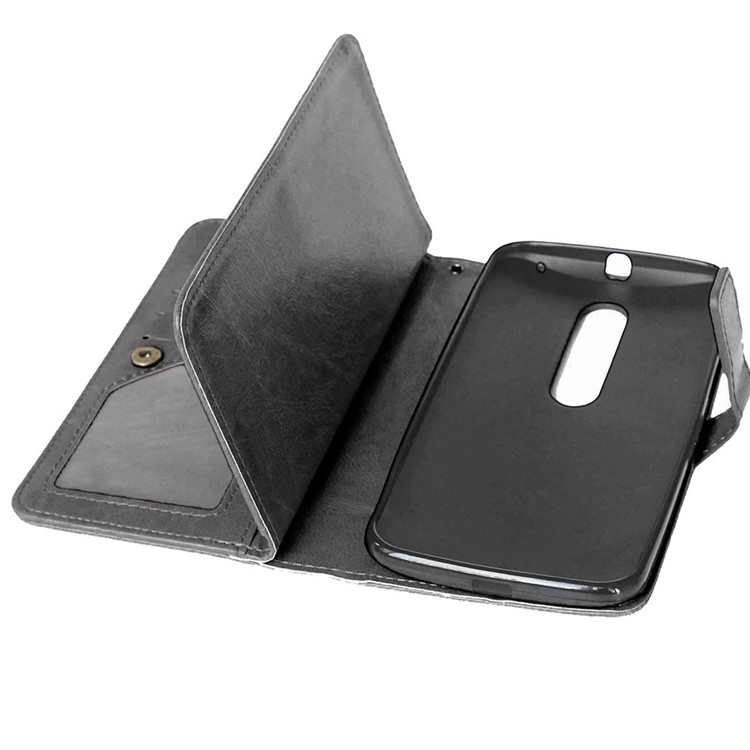 For Motorola Moto X Style Crazy Horse 9 Card Slots Wallet Leather Mobile Case - Black-6