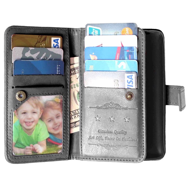 For Lenovo A2010 Wallet 9 Card Slots Crazy Horse Leather Stand Case Cover - Black-2