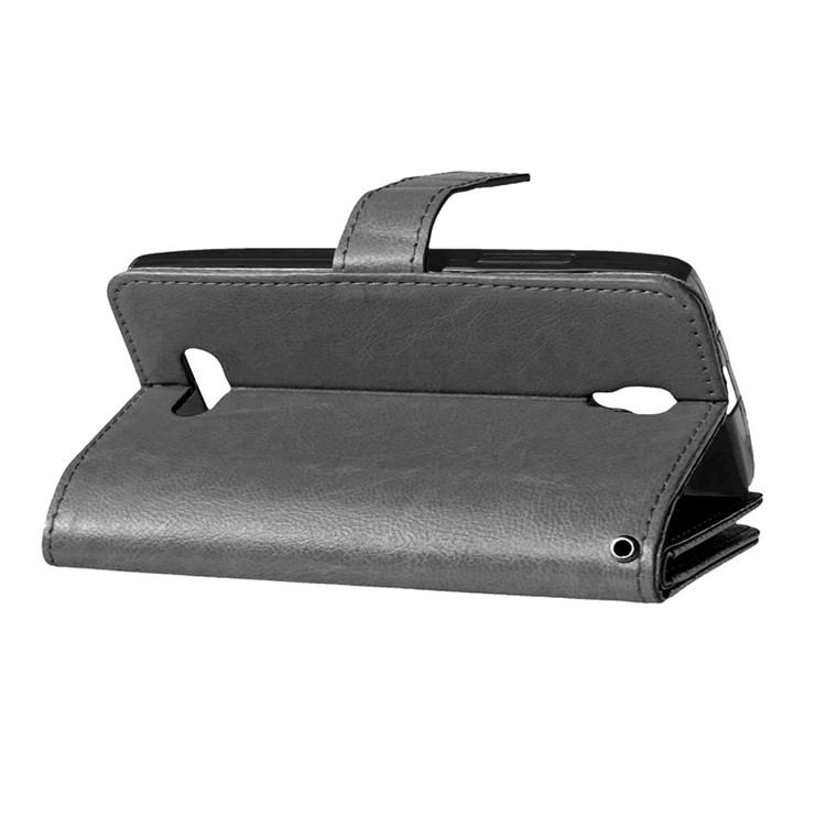 For Lenovo A2010 Wallet 9 Card Slots Crazy Horse Leather Stand Case Cover - Black-4
