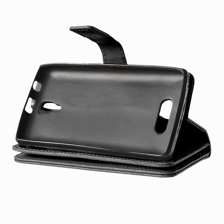 For Lenovo A2010 Wallet 9 Card Slots Crazy Horse Leather Stand Case Cover - Black-5
