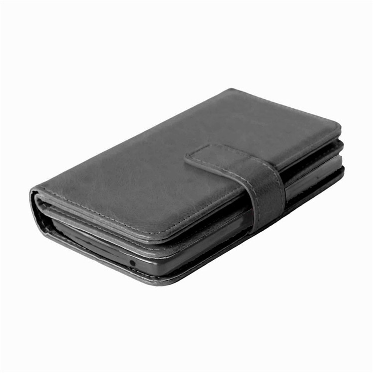For Lenovo A2010 Wallet 9 Card Slots Crazy Horse Leather Stand Case Cover - Black-8