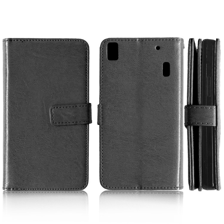 Crazy Horse 9 Card Slots Leather Wallet Case for Lenovo A7000 / A7000 Plus/ K3 Note - Black-3