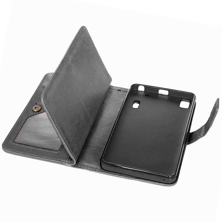 Crazy Horse 9 Card Slots Leather Wallet Case for Lenovo A7000 / A7000 Plus/ K3 Note - Black-7