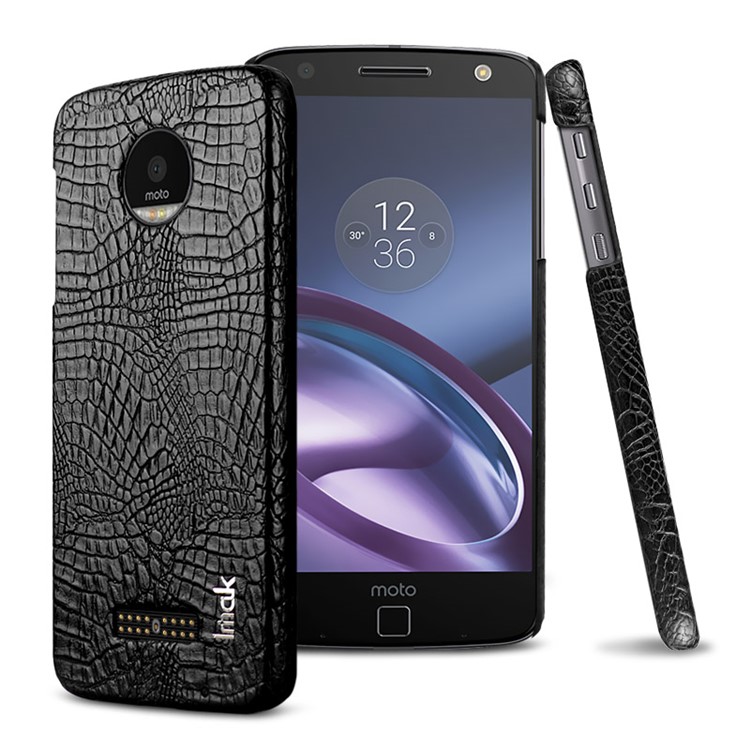 IMAK Ruiyi Series for Motorola Moto Z Play Crocodile Leather Coated PC Phone Case - Black-1