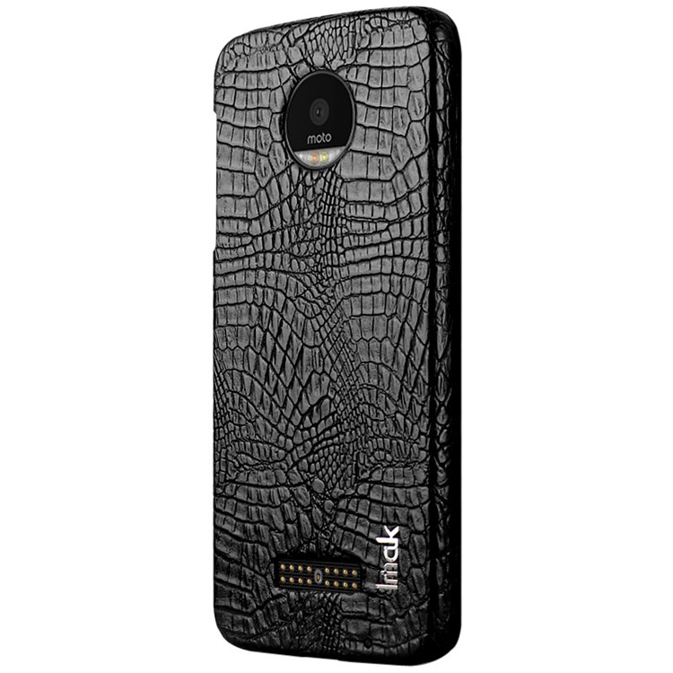 IMAK Ruiyi Series for Motorola Moto Z Play Crocodile Leather Coated PC Phone Case - Black-2