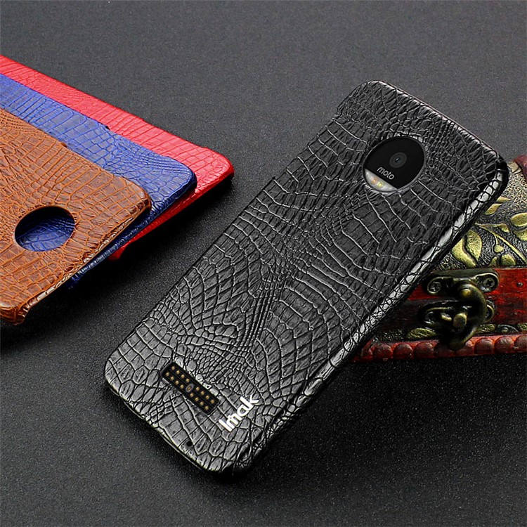 IMAK Ruiyi Series for Motorola Moto Z Play Crocodile Leather Coated PC Phone Case - Black-8