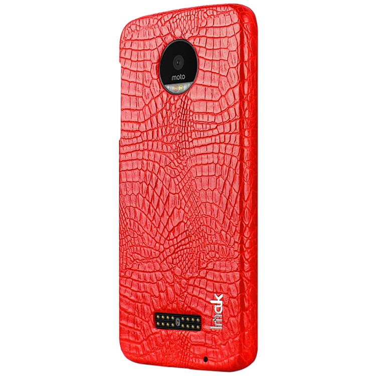 IMAK Ruiyi Series for Motorola Moto Z Play Crocodile Texture Leather Coated PC Cell Phone Case - Red-3