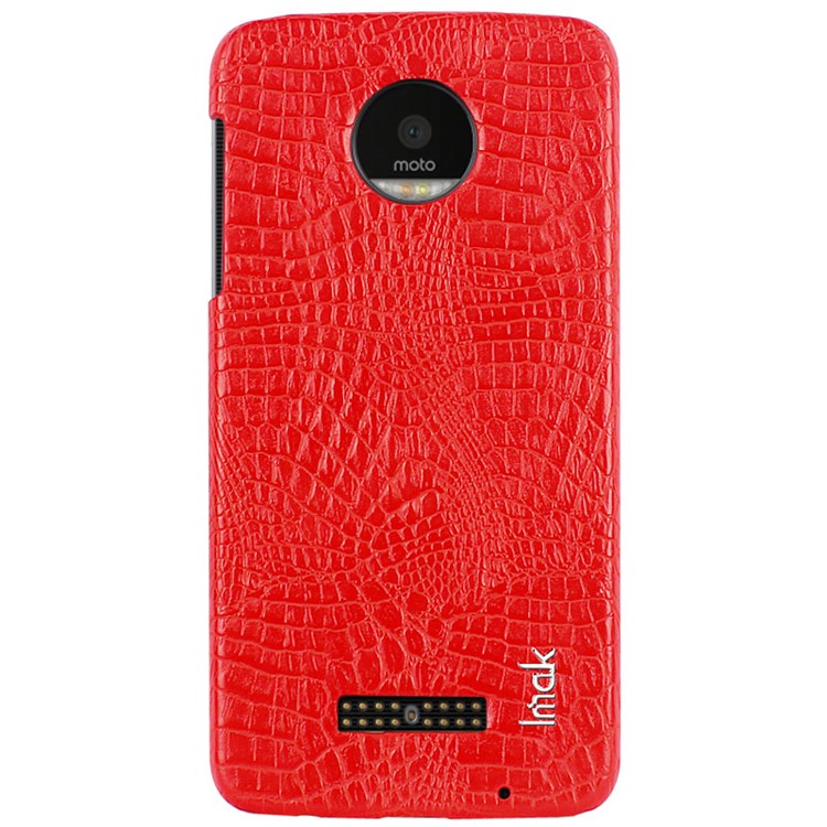 IMAK Ruiyi Series for Motorola Moto Z Play Crocodile Texture Leather Coated PC Cell Phone Case - Red-13