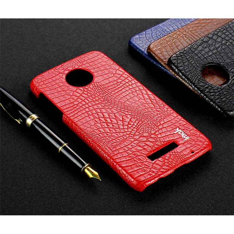IMAK Ruiyi Series for Motorola Moto Z Play Crocodile Texture Leather Coated PC Cell Phone Case - Red-15