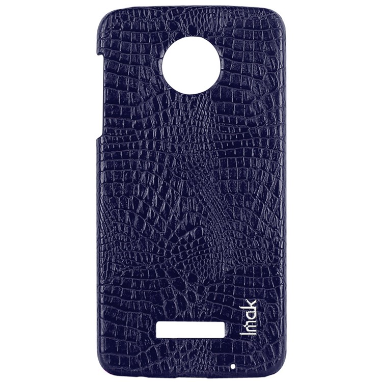 IMAK Ruiyi Series for Motorola Moto Z Play Crocodile Texture Leather Coated Hard Case Accessory - Dark Blue-5